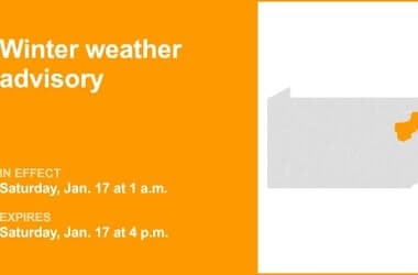 Northeast Pa. placed under a winter weather advisory Saturday – could see 5 inches of snow